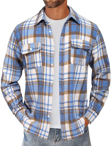 COOFANDY Men's Flannels For Men Long Sleeve Shirts Button Up Flannel Jacket | Amazon (US)