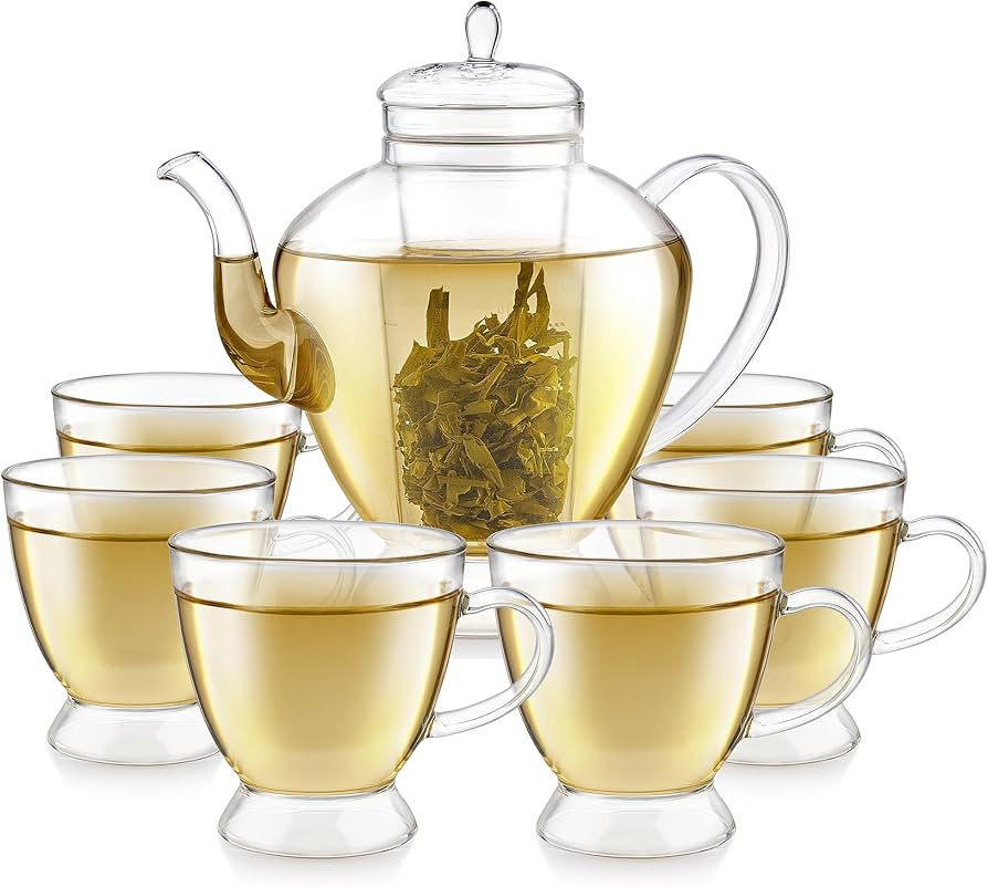 Teabloom Grand Bouquet Borosilicate Glass Tea Set for Six – Elegant 50oz Teapot with Microdot I... | Amazon (US)