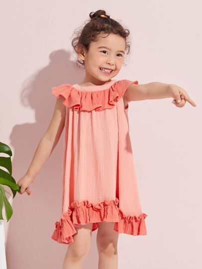 SHEIN Toddler Girls Ruffle Trim Smock Dress | SHEIN