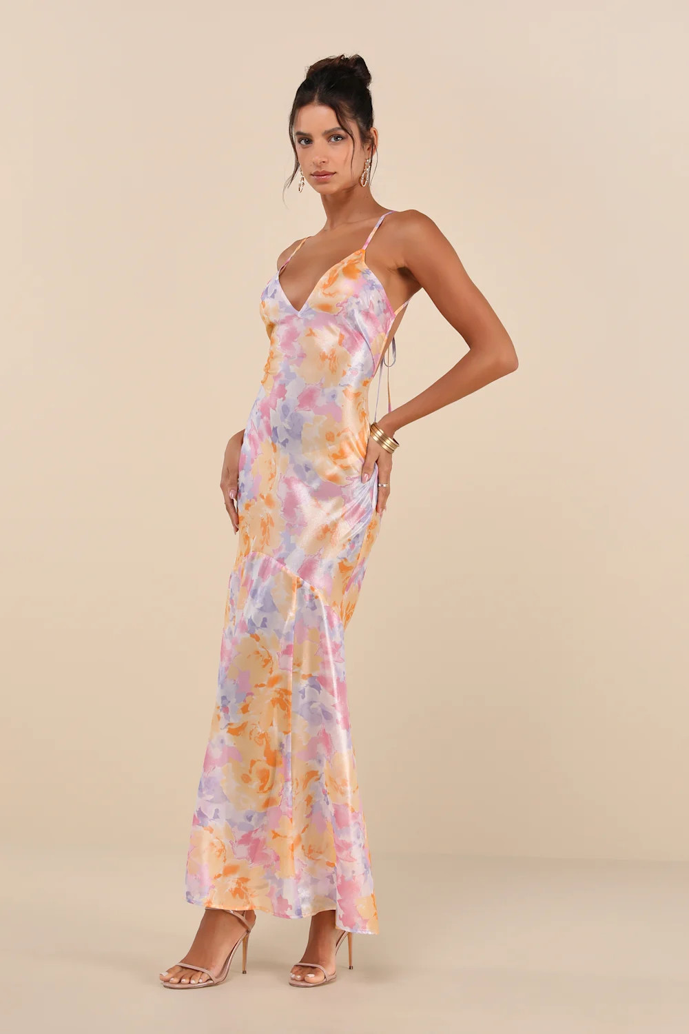 Distinctly Flirtatious Multi Floral Sheer Backless Maxi Dress | Lulus