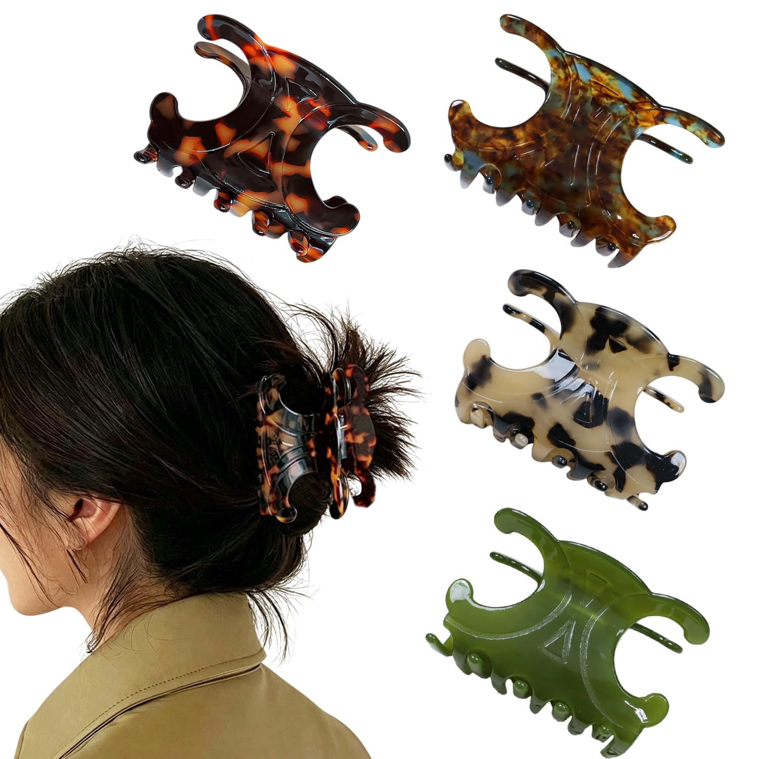 Acetate Hair Clips for Thick Hair Strong Hold Medium Claw Clips Shark Clip | Amazon (US)