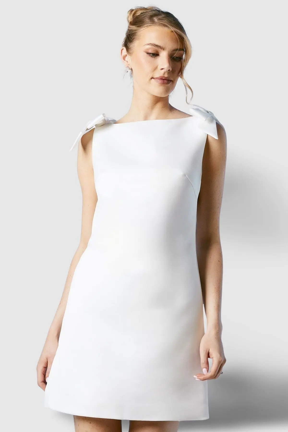 Coast Satin Bow Bridal Mini Dress in Ivory at Nordstrom, Size 10 | Nordstrom