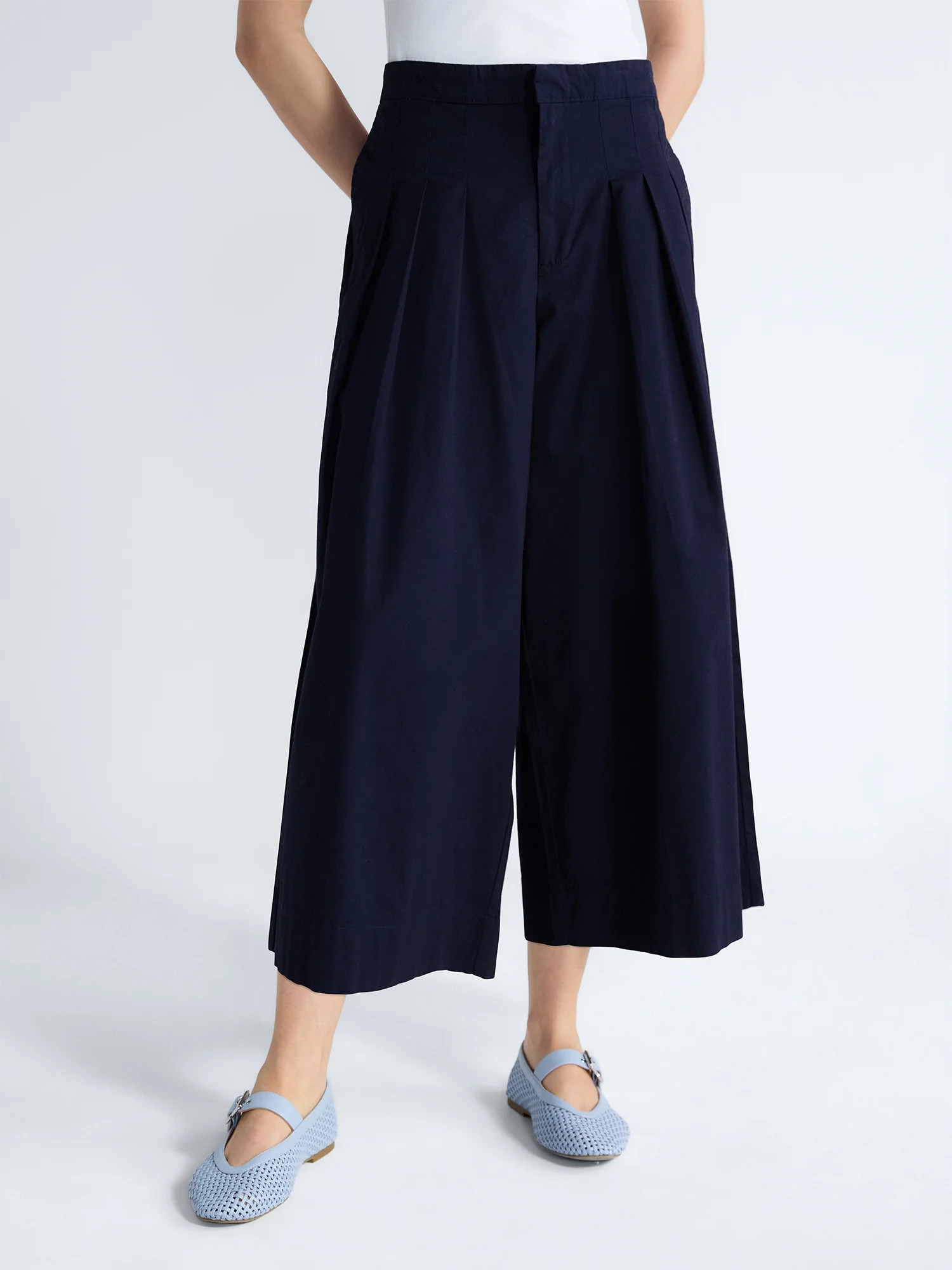 Free Assembly Women's and Women's Plus High Rise Wide Leg Pleated Culotte Pants, Sizes XS-XXL | Walmart (US)