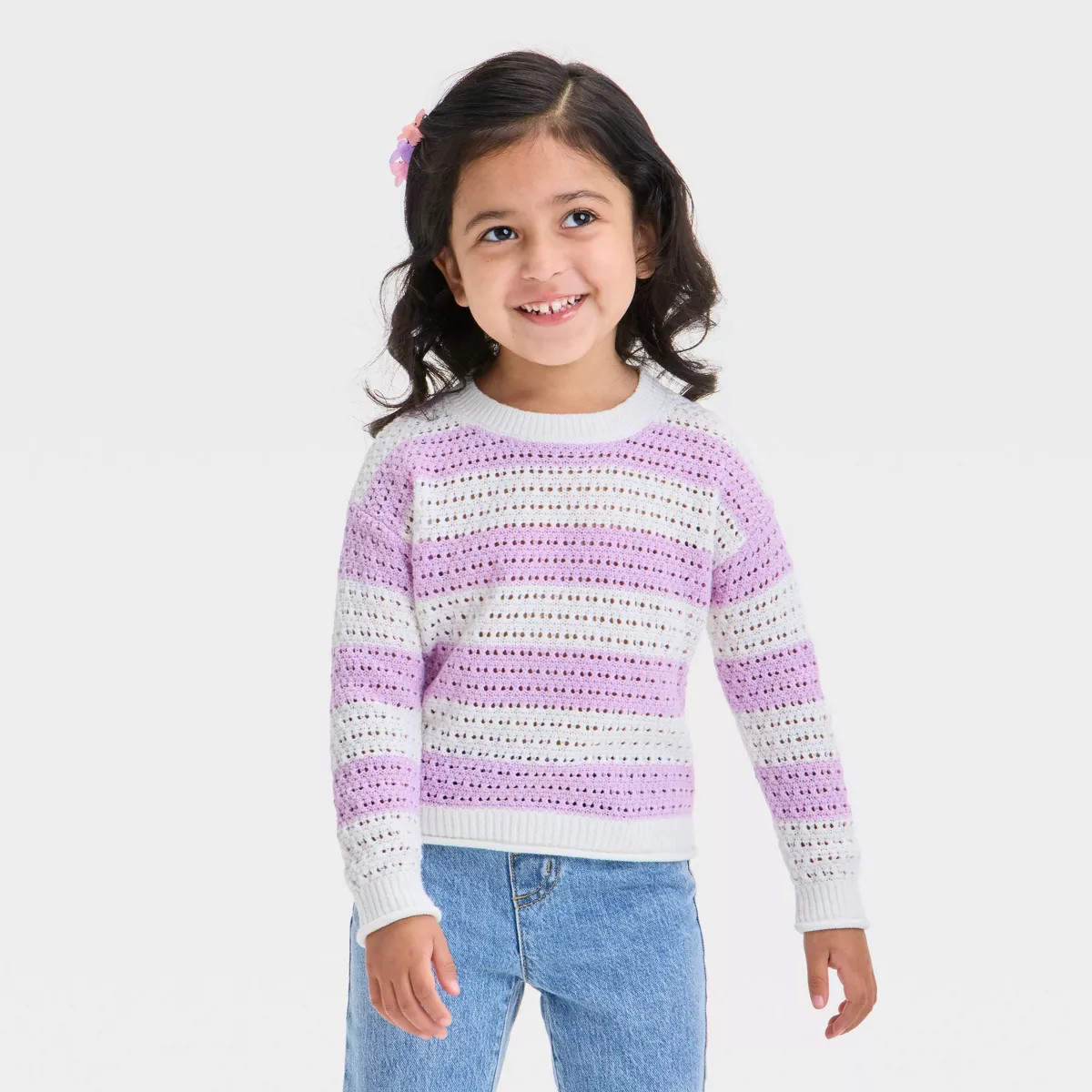 Toddler Girls' Crew Neck Striped Pullover - Cat & Jack™ | Target