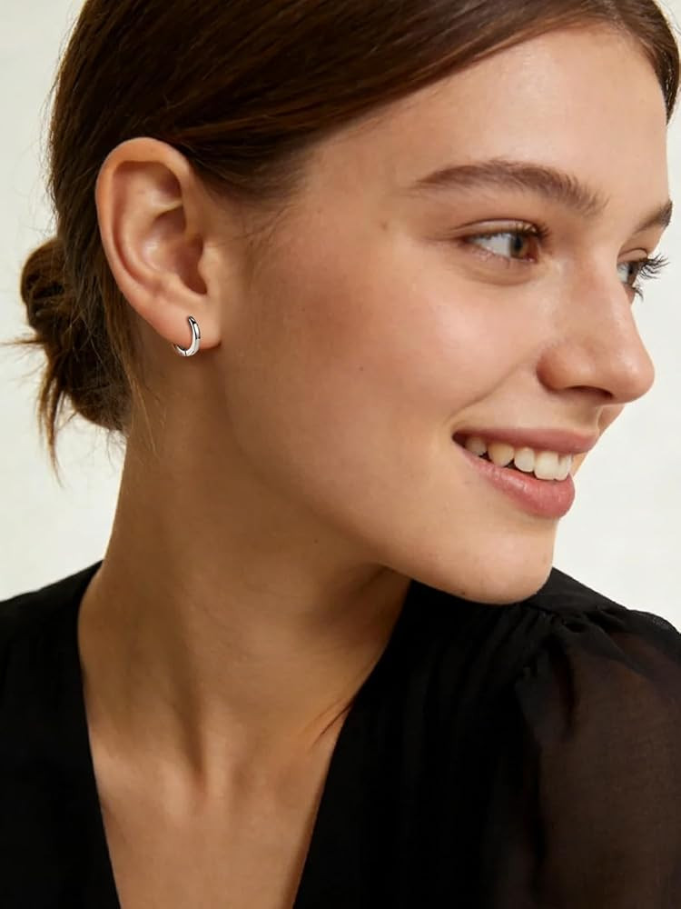 Silvora 925 Sterling Silver Small Hoop Earrings for Women Huggie Earrings Hypoallergenic Cartilag... | Amazon (US)