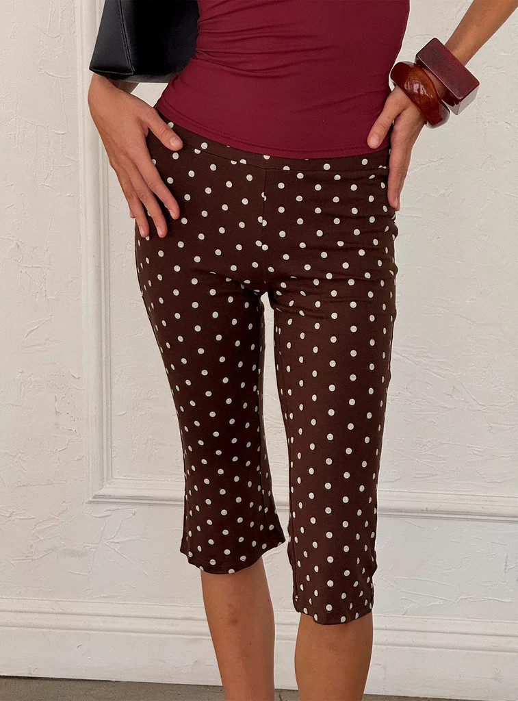 Samaira Capri Pant Brown Polka Dot | Princess Polly US