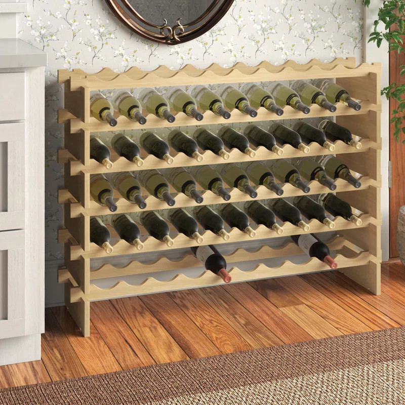 Avant Solid Wood Floor Wine Bottle Rack in Natural Wood | Wayfair North America