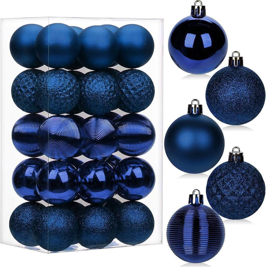 30PCS 2" Christmas Ball Ornaments Shatterproof Navy Blue Christmas Tree Decorations Xmas Tree Bal... | Amazon (US)