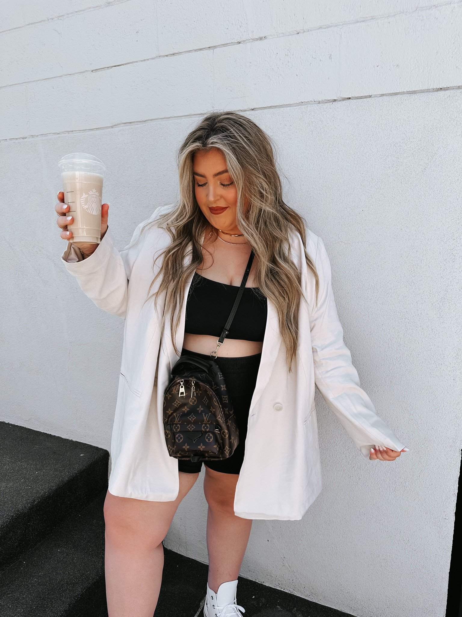 blazer - 3x - fits oversized 
bike shorts - xl - fit tts
top - 40

street style // casual outfits // oversized blazer // amazon fashion // bike shorts // spring outfit // midsize outfit 

#LTKunder100 #LTKunder50 #LTKstyletip