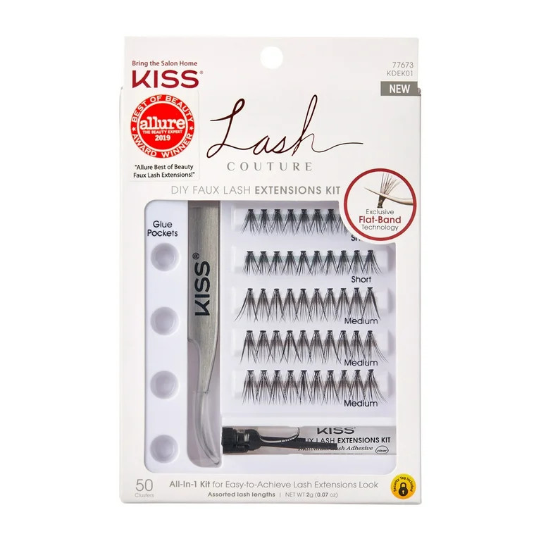 KISS Lash Couture DIY Faux Eyelash Extension Kit, 50 Cluster Eyelashes | Walmart (US)