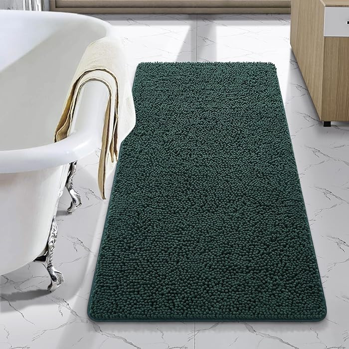 LOCHAS Bathroom Rug Bath Rugs 24 x 48 Inch Chenille Bathroom Shower Hunter Green | Amazon (US)