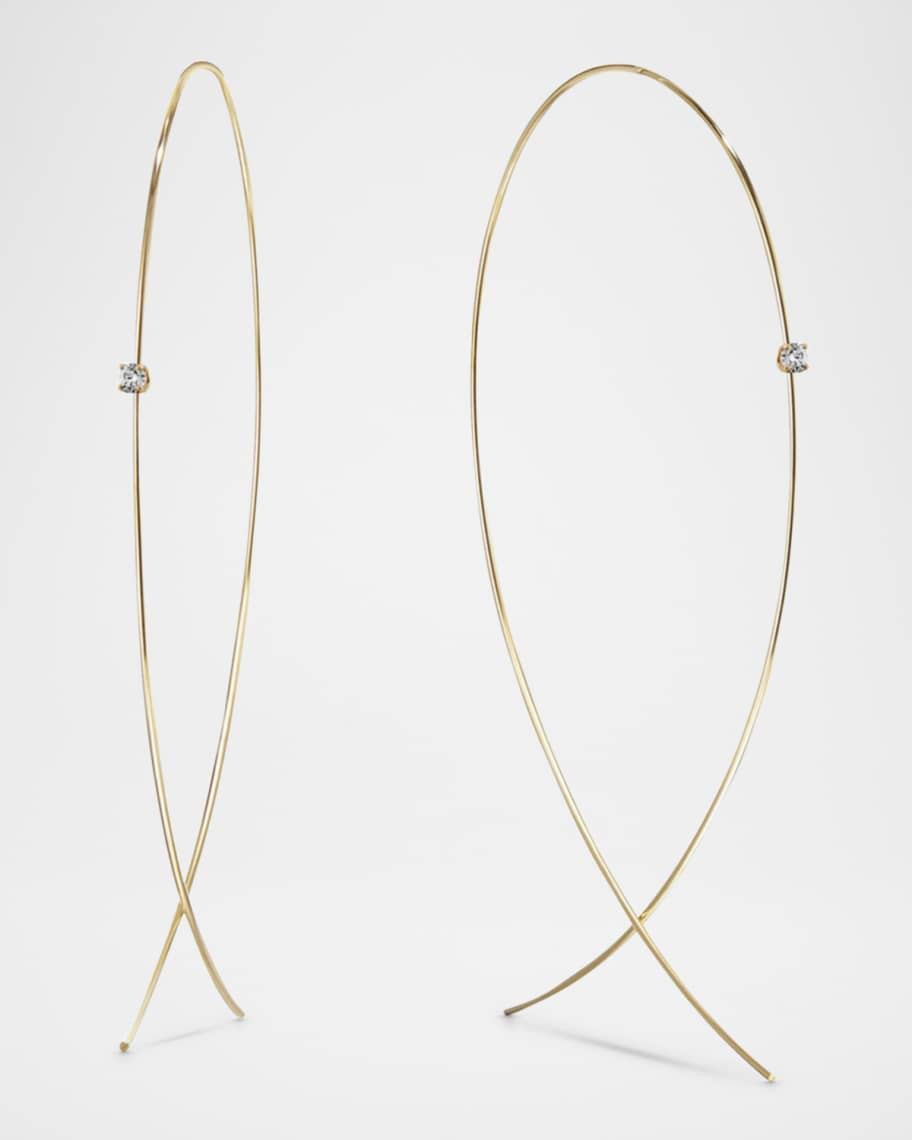 LANA Large Upside Down Hoops with Diamonds | Neiman Marcus