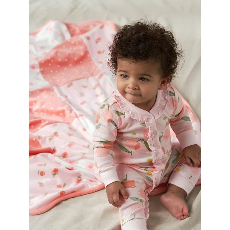 Modern Moments by Gerber Baby & Toddler Girls Reversible Plush Blanket | Walmart (US)