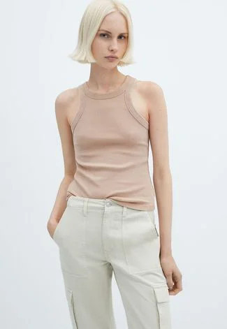 Regata Canelada Mango Ajustada Lisa Nude | Dafiti (BR)