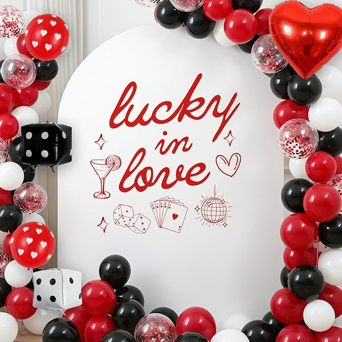 Lucky in Love Party Decor - TrinhGuo Lucky in Love Sign Decal for Balloons Arch, Casino Elements ... | Amazon (US)