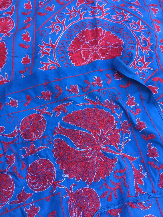Blue Suzani Bedspread Large Suzani Bed Cover Handmade Large - Etsy | Etsy (US)