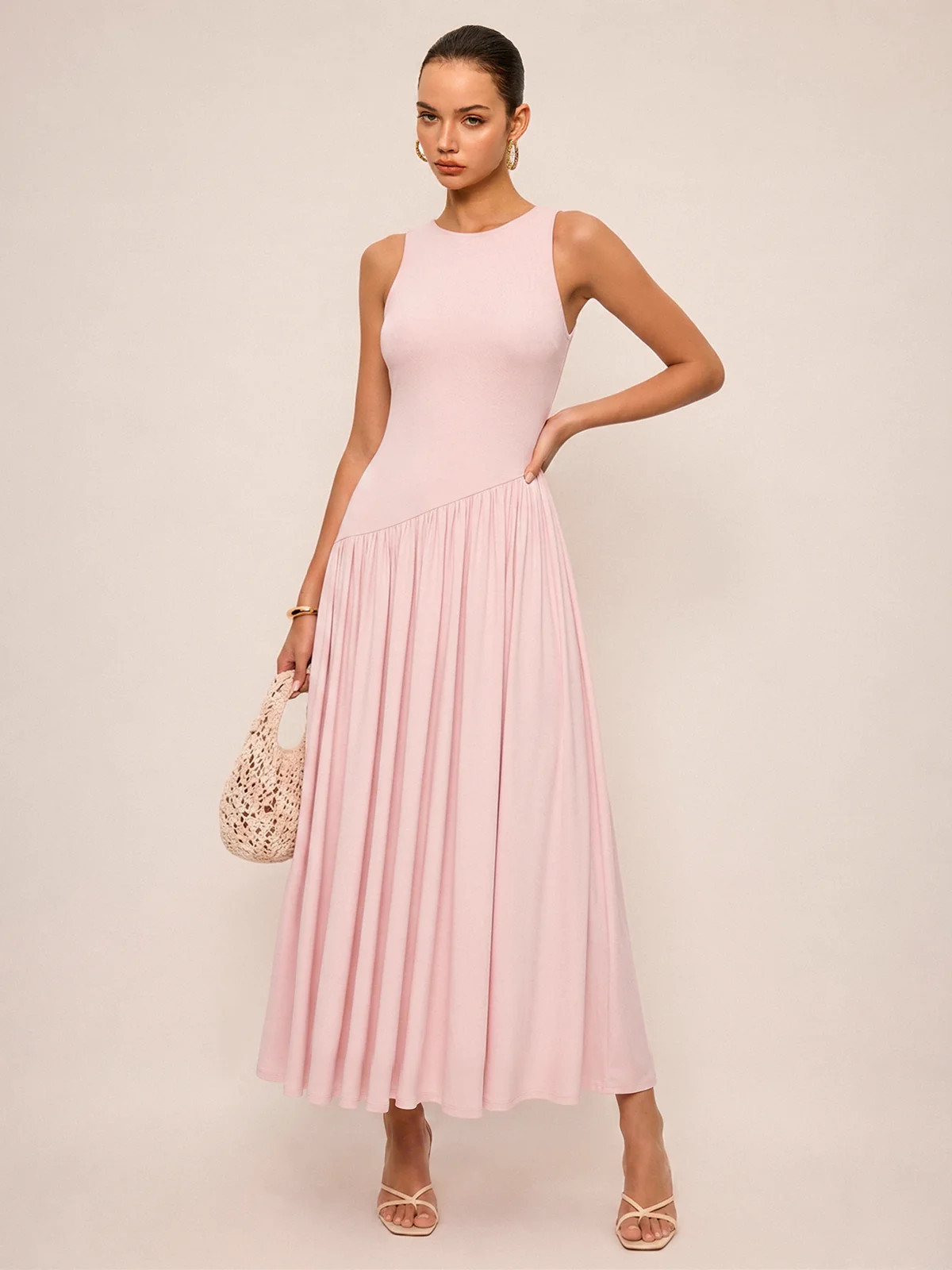 Asymmetric Sleeveless Backless Midi Dress | Commense
