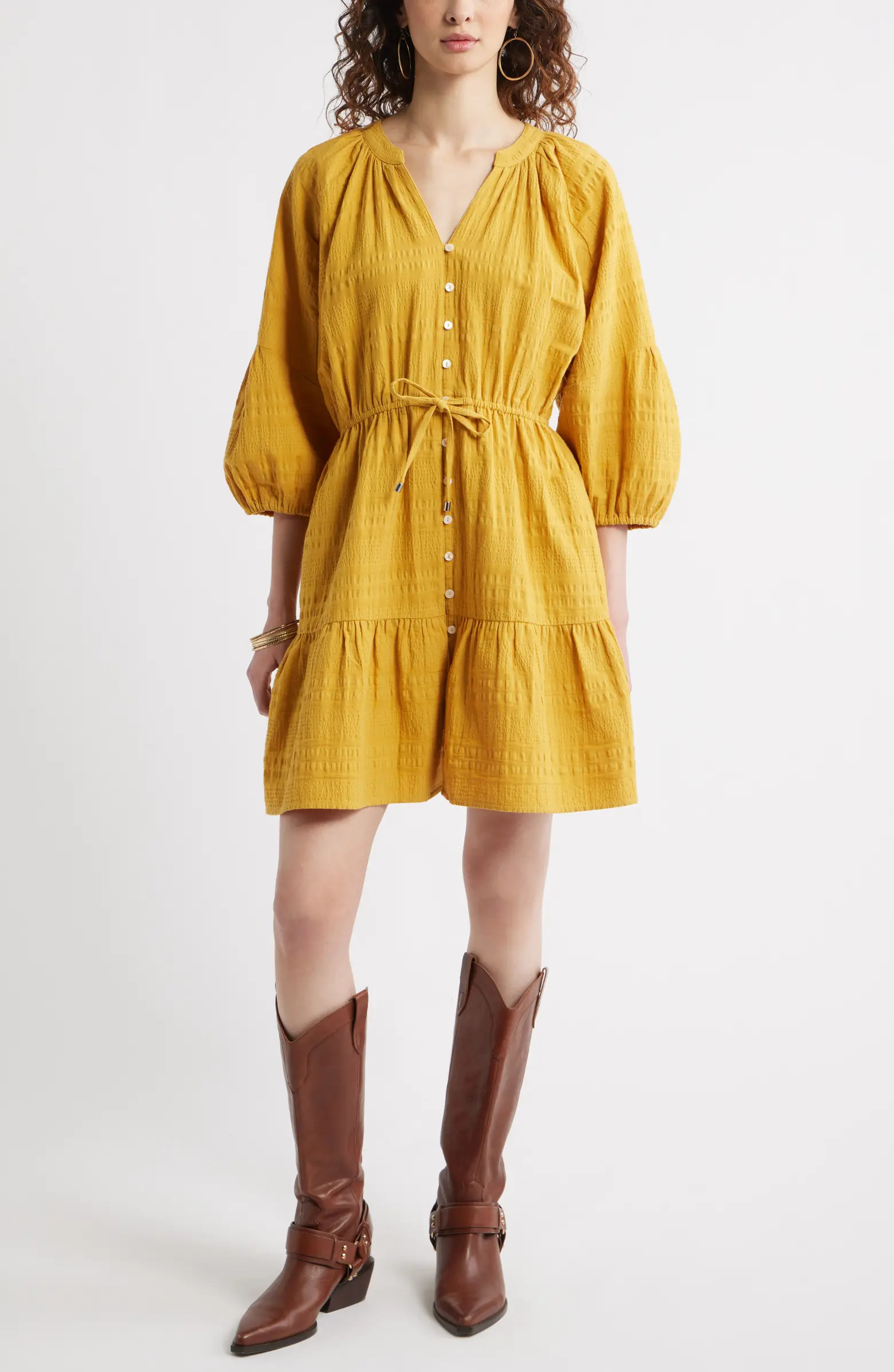 Treasure & Bond Button Front Cotton Seersucker Dress | Nordstrom | Nordstrom