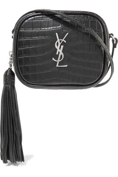 Saint Laurent - Monogramme Blogger Croc-effect Leather Shoulder Bag - Black | NET-A-PORTER (UK & EU)
