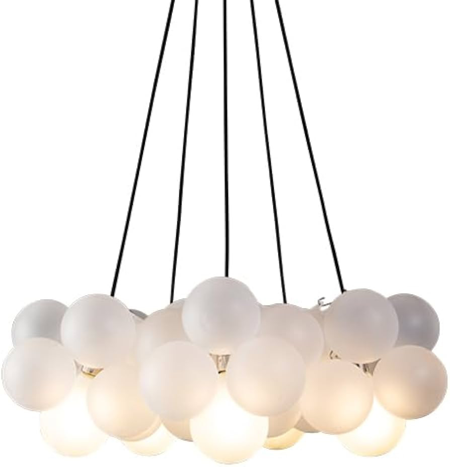 Dowsing & Reynolds | Large Bubble Chandelier Light | Forgotten Silver | 5pt | 2 Layers | 40 Baubl... | Amazon (UK)