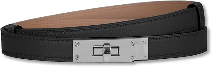 LumiSyne Women Skinny Leather Belt Solid Color Alloy Turn Lock Adjustable Waistband Thin Waist Be... | Amazon (US)