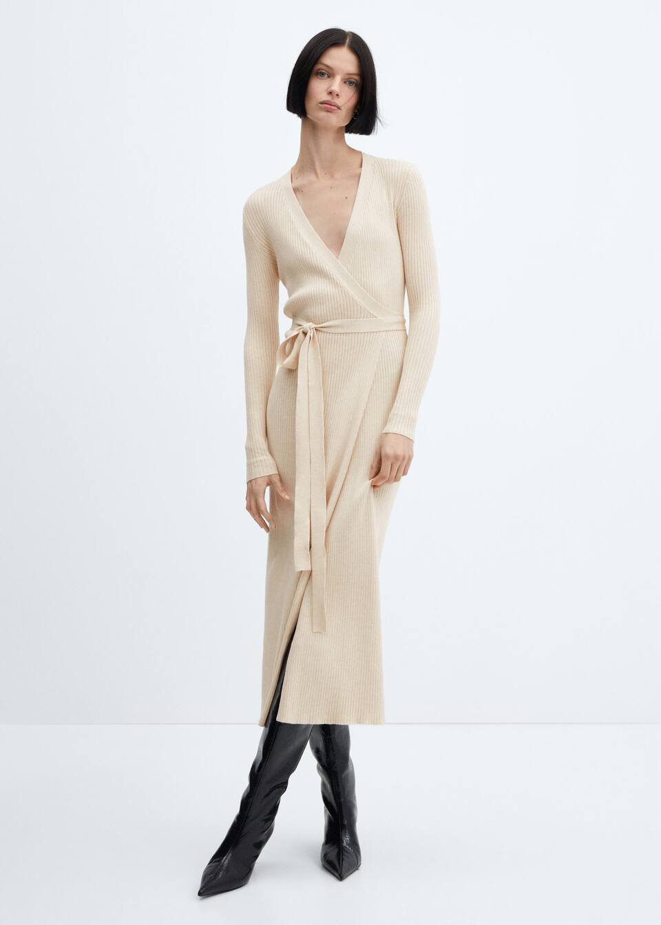 Wrap ribbed dress | MANGO (US)