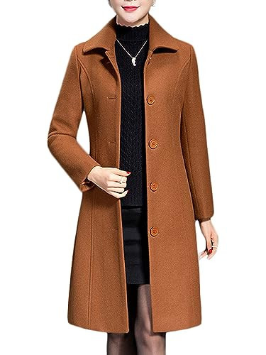 Jenkoon Women's Wool Trench Coat Winter Long Thick Overcoat Walker Coat (Caramel, Large(Bust：106cm) | Amazon (US)