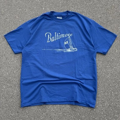 Vintage 80s Single Stitch Baltimore Maryland Sailboat Ocean Art 92 T Shirt XL | eBay US