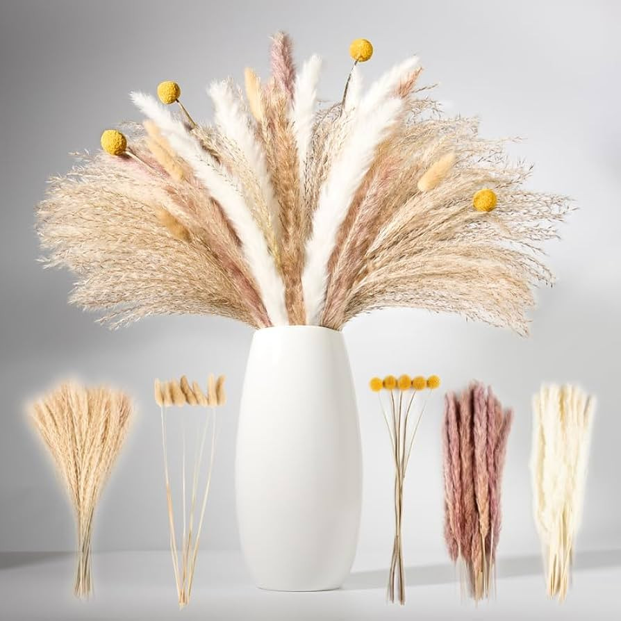 Luxclub Dried Pampas Grass Decor, 100 PCS 17 Inch Pampas Grass, Fluffy Bunny Tails Dried Flowers,... | Amazon (US)