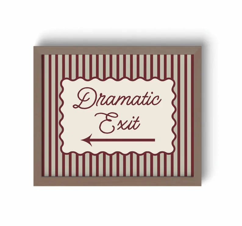 Dramatic Exit Sign Art Print, trendy, striped, hallway wall art | 8”x10” | frame not included | Etsy (US)