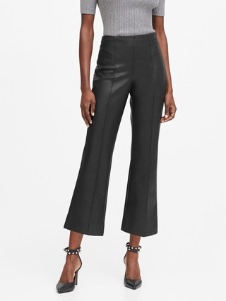 Petite Vegan Leather Crop Flare Pant | Banana Republic (US)