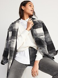 Printed Flannel Long Utility Shacket for Women | Old Navy (US)