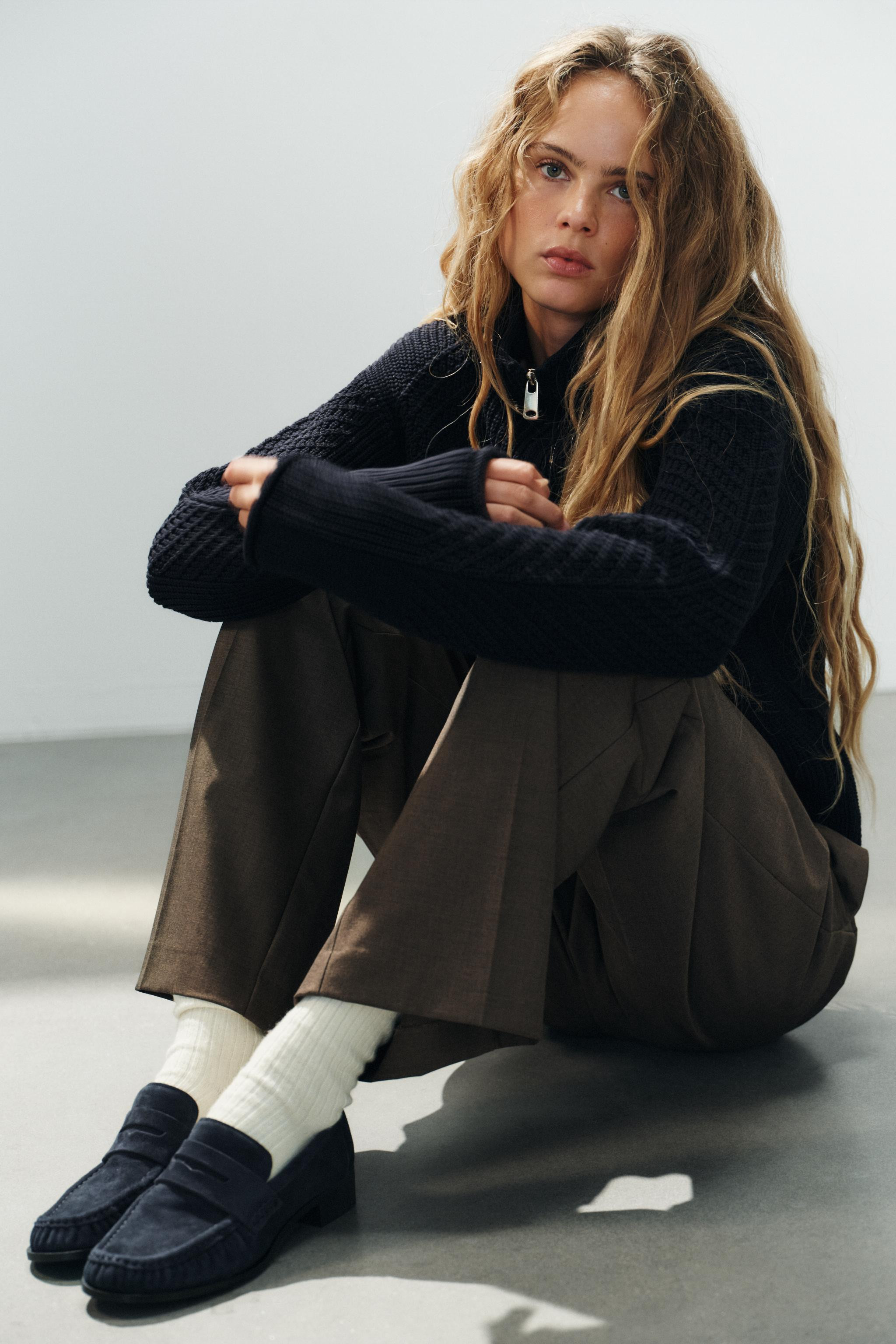 SUEDE GATHERED LOAFERS | Zara US