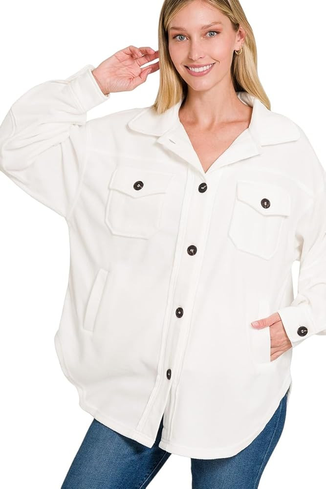 Zenana All About the Fleece Button-Down Shacket | Amazon (US)
