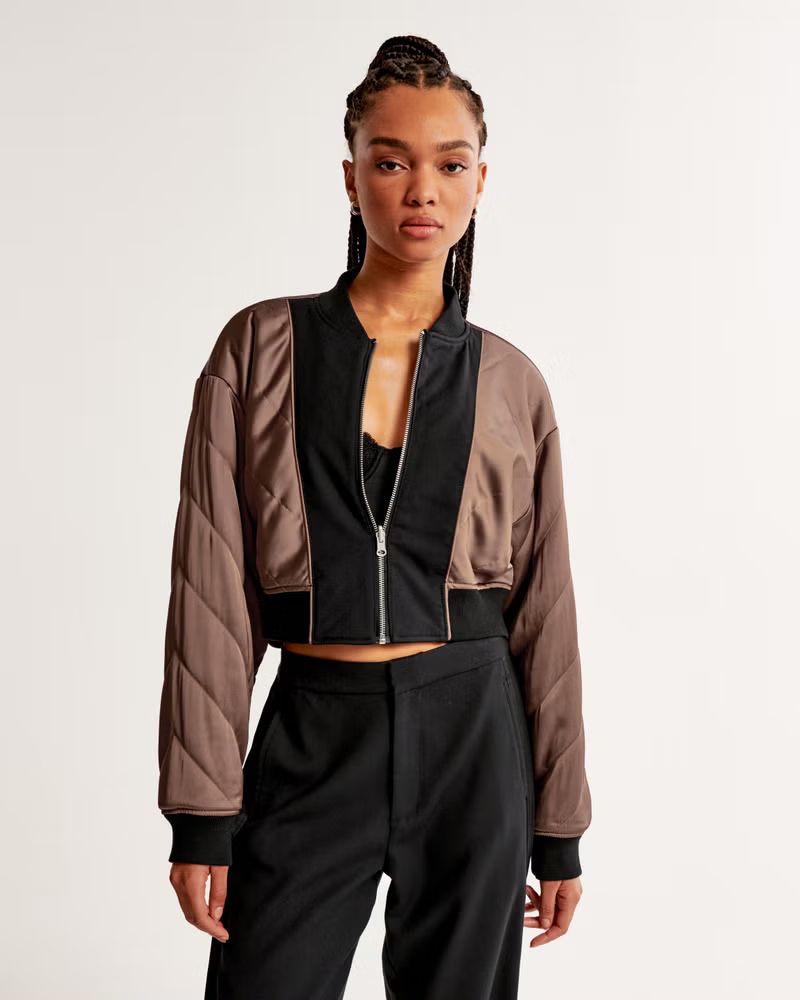 Cropped Reversible Bomber Jacket | Abercrombie & Fitch (US)