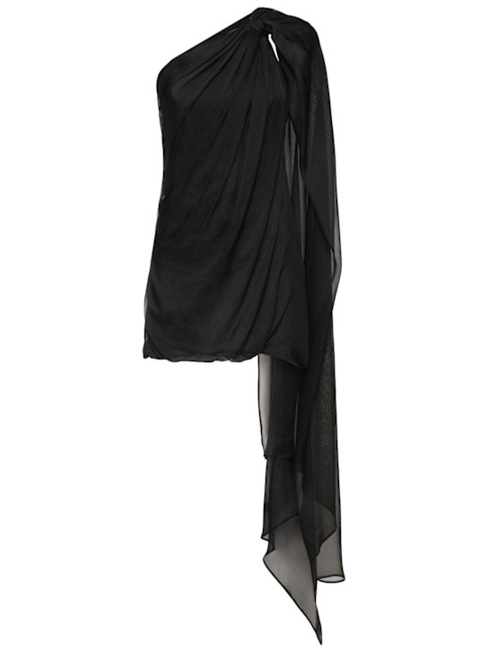 Draped silk satin ruched mini dress | Luisaviaroma