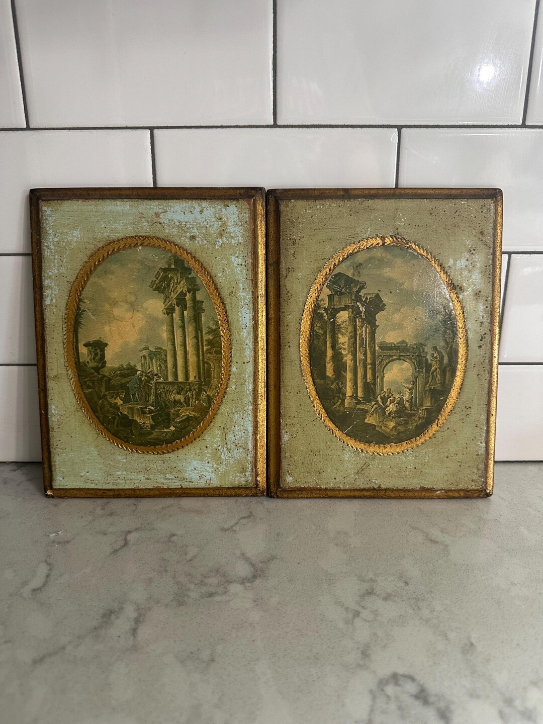 Vintage Pair Exclusively Ours Made in Italy Small Wooden Plaques Wall Hangings Florentine - Etsy | Etsy (US)