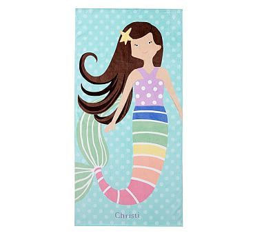 Rainbow Mermaid Kid Beach Towel Lavender | Pottery Barn Kids