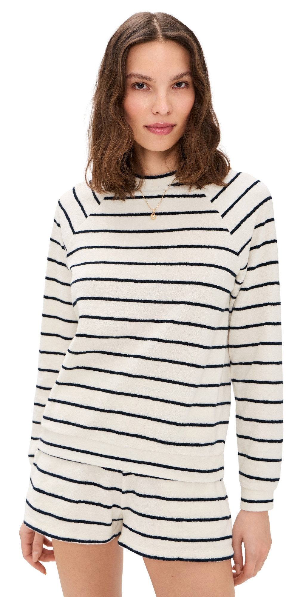 KULE The Terry Franny Pullover Cream/Navy L | Shopbop