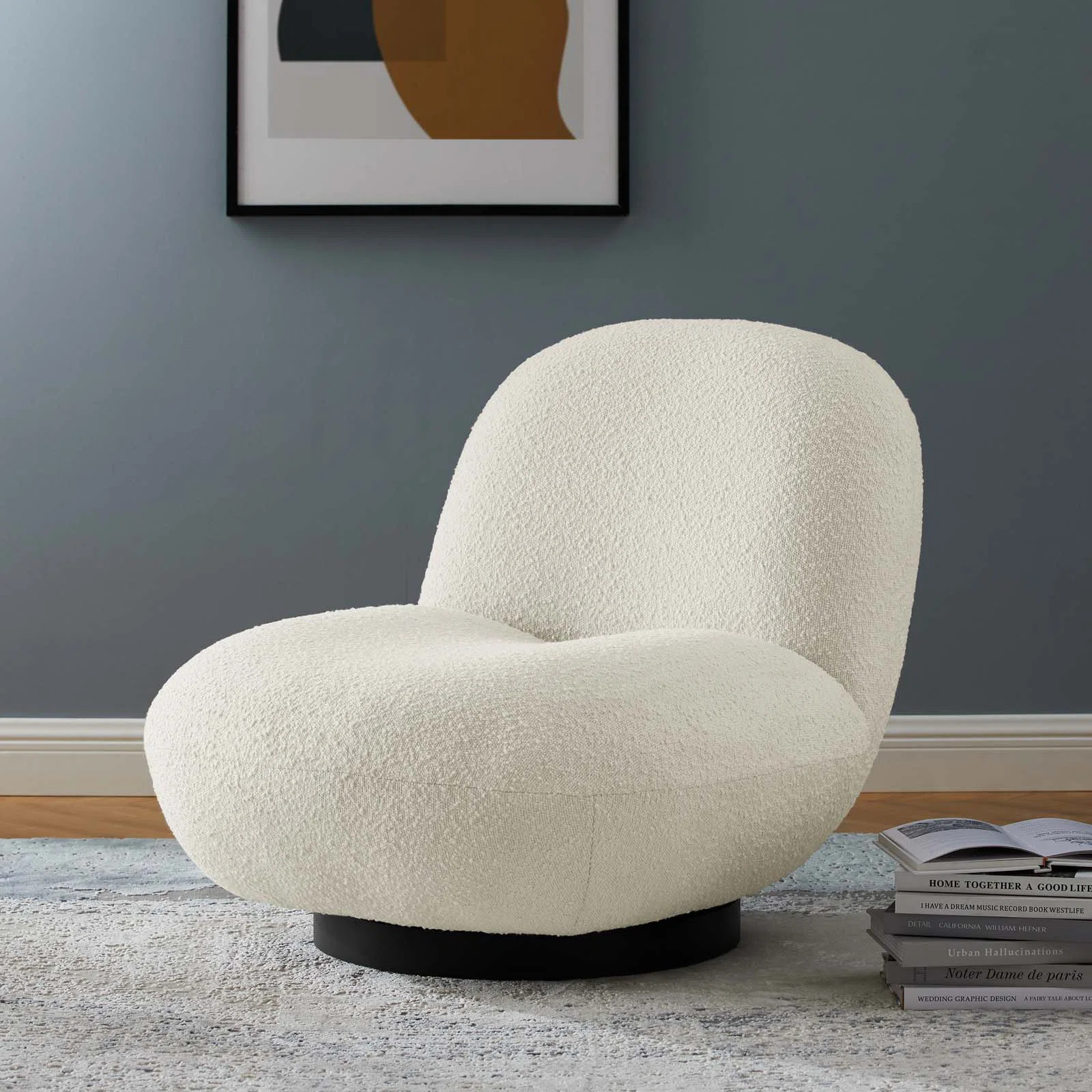 Kindred Boucle Upholstered Swivel Chair with Matte Base | Wayfair North America