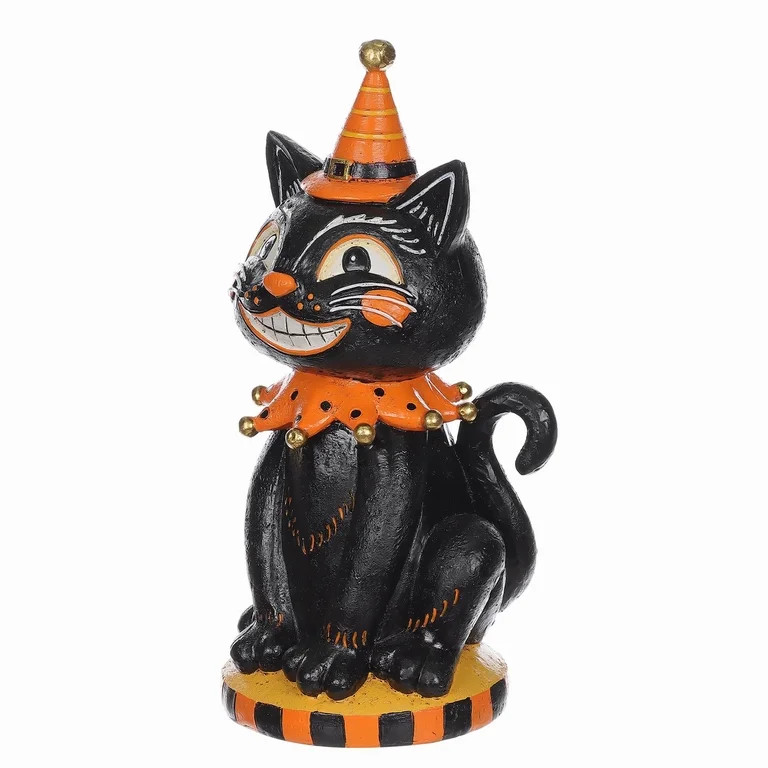 Halloween Black and Orange Resin Cat, 10 in H, by Way To Celebrate | Walmart (US)