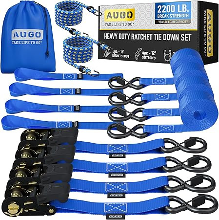 AUGO Ratchet Straps Heavy Duty 4 Pack -15 FT - 2200 LB Break Strength – Ratchet Tie Down Straps... | Amazon (US)