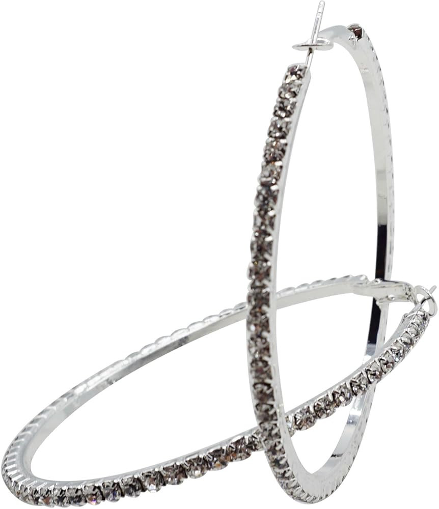 Bridal Wedding Crystal Rhinestone Hoop Earrings Large Hoop Earrings for Women | Amazon (US)