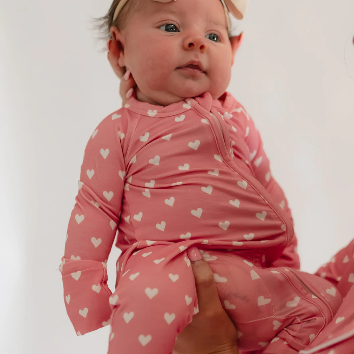 Infant Romper in Pink Hearts | Silks Design