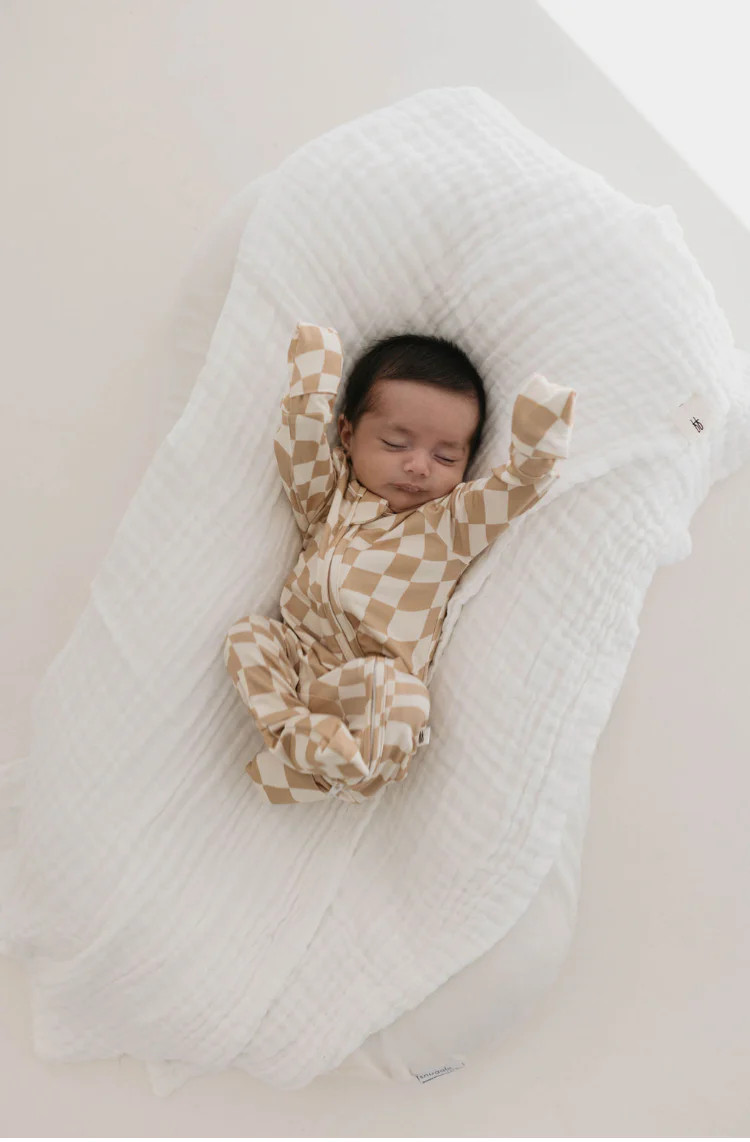 Gold Coast Wavy Checker | Bamboo Zip Pajamas | Forever French