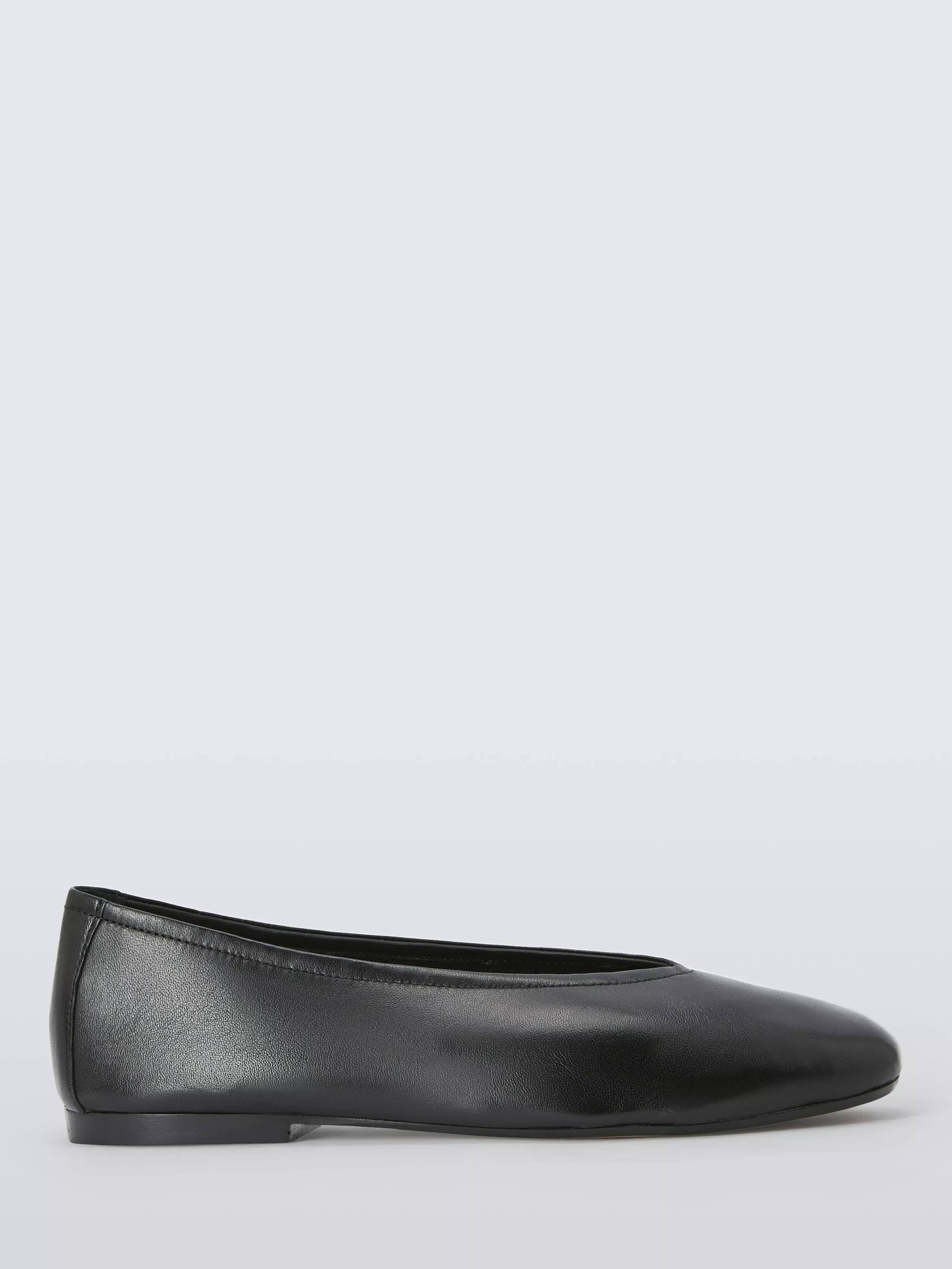 Helm Leather High Vamp Ballerina Pumps, Black | John Lewis (UK)