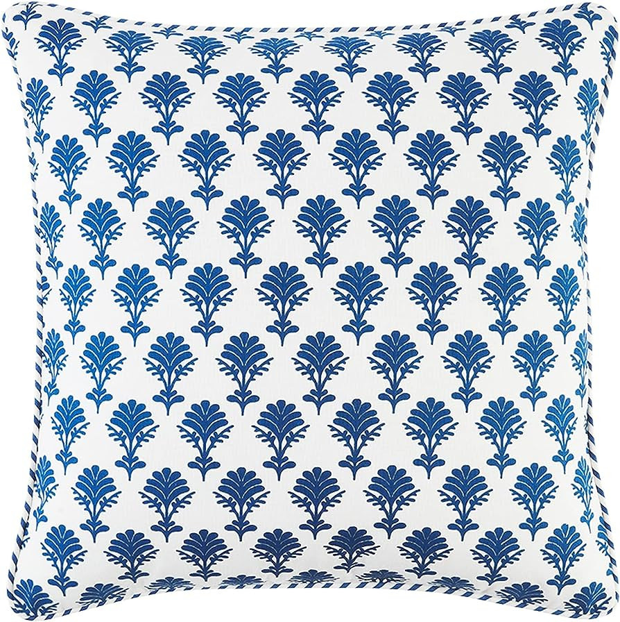 Mud Pie Blue Indigo Pillow, 20" x 20", Flower | Amazon (US)