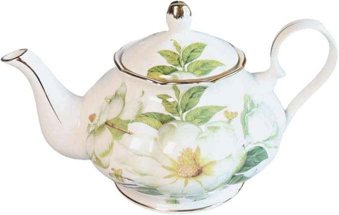 22oz Floral Ceramic Teapot – Vintage Gold Rim Porcelain Tea Pot for Loose Leaf, Blooming Tea & ... | Amazon (US)
