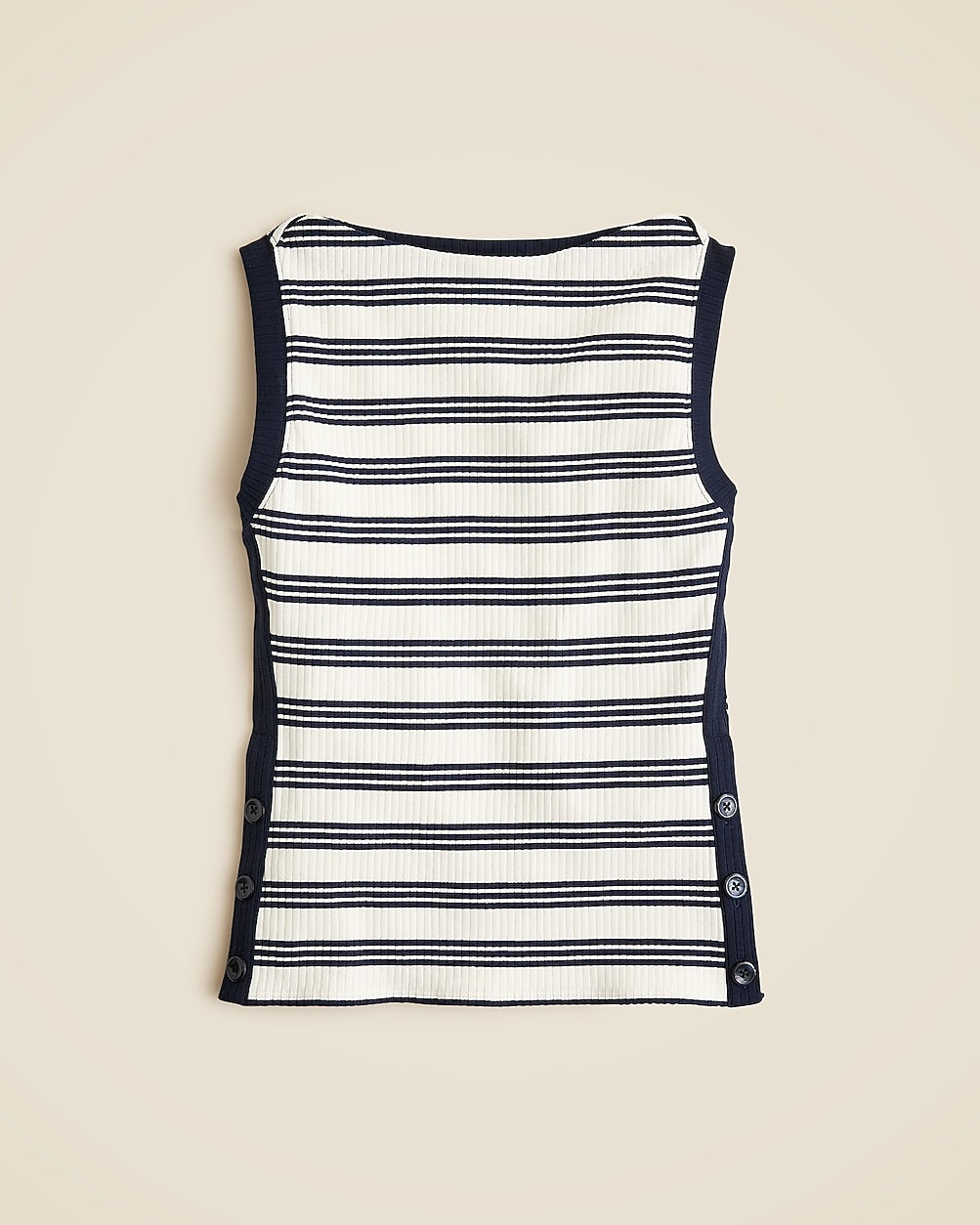 Premium rib side-button top in stripe | J. Crew US