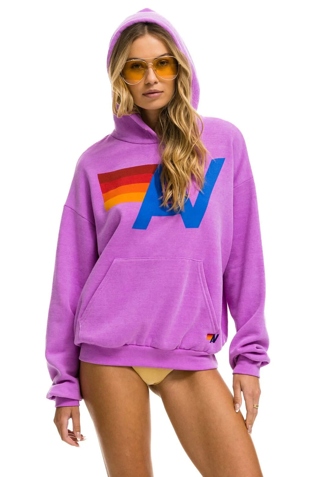 Neon Purple Logo Hoodie - Relaxed Fit Pullover | Aviator Nation | Aviator Nation